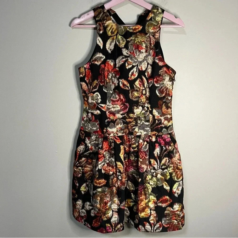 Anthropologie Leifsdottir Adelita Floral Shimmer Brocade Fit Flare Mini Dress 4 - Picture 4 of 11